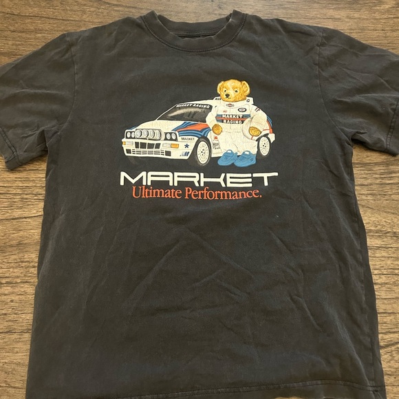 Market Studios-Black Graphic T-Shirt with Car and Bear Design - Picture 1 of 3